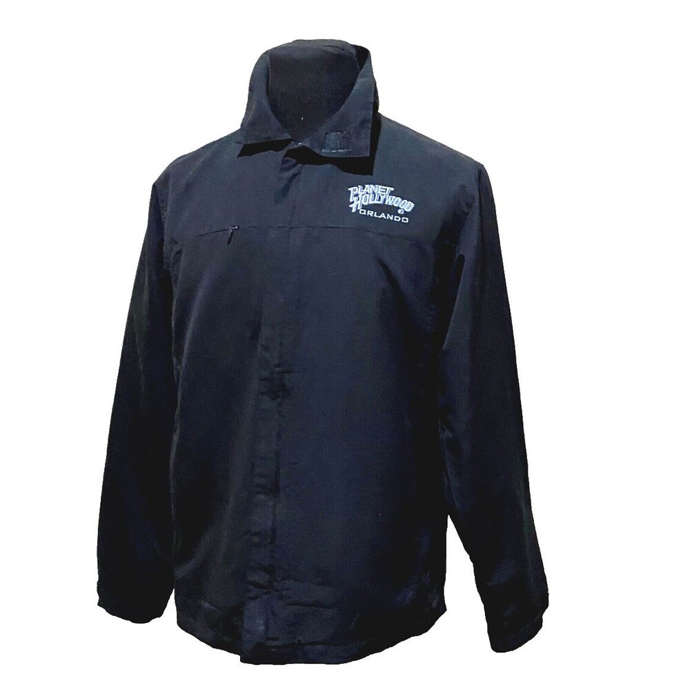 Planet Hollywood Orlando Men M Black Logo Lightweight Windbreaker Travel Jacket